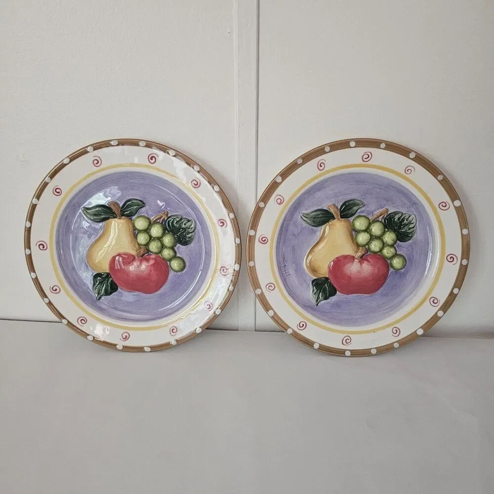 Set of 2 Vintage CBK Ltd 2002 Hand Painted Ceramic Plates 10